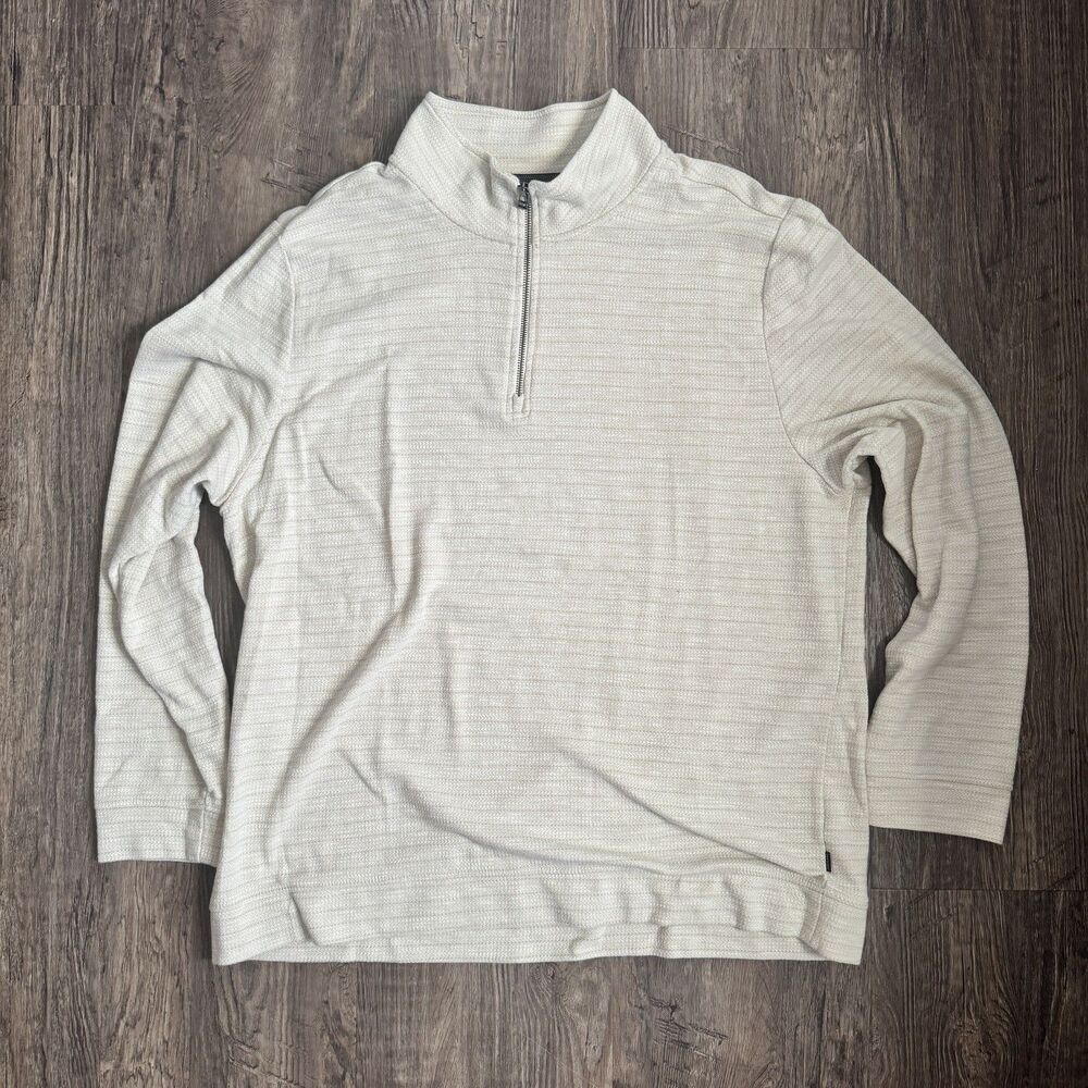 Dockers Men's Quarter Zip Regular Fit Textured Fabric Pullover, Beige, Size 2XL